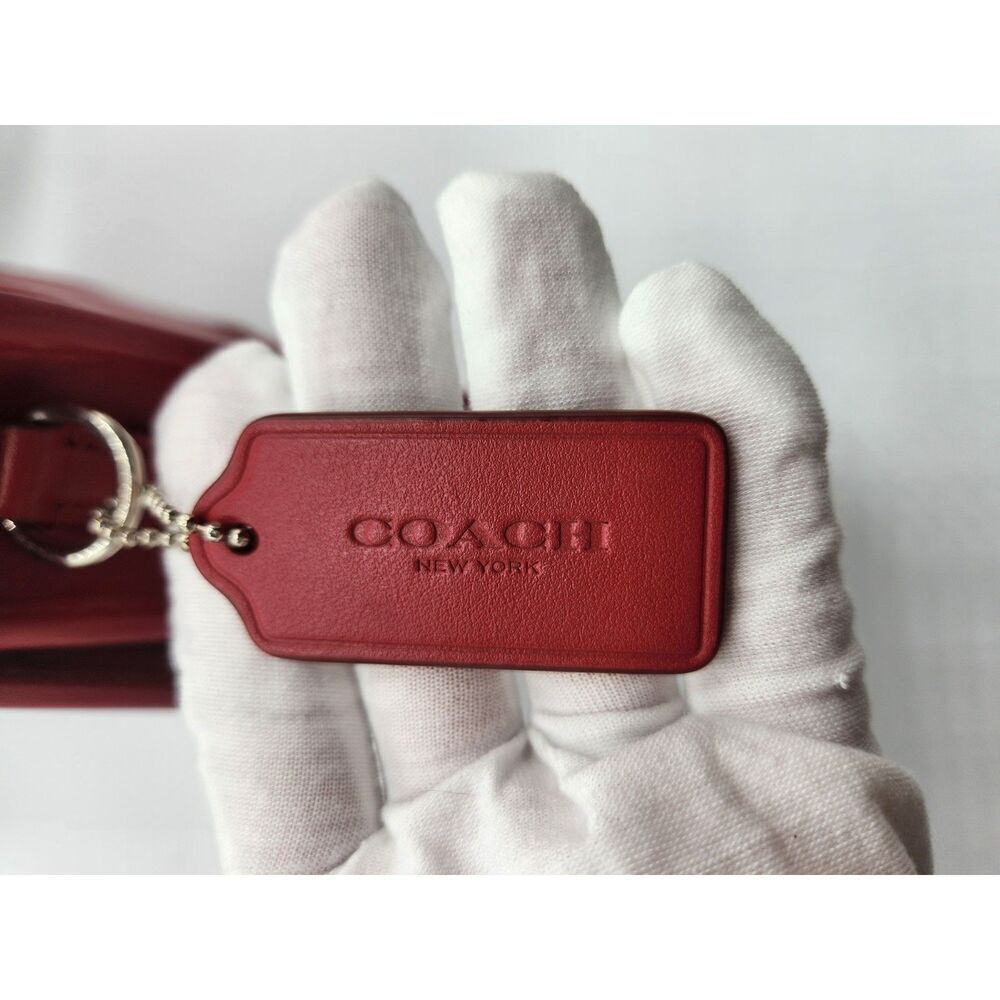 Coach Red Patchwork Turnlock Crossbody Bag Leather w/ Webbed Strap Y2K - Picture 4 of 16